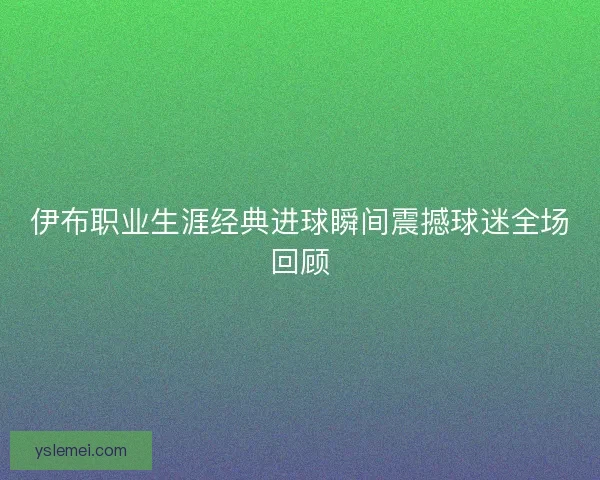 伊布职业生涯经典进球瞬间震撼球迷全场回顾