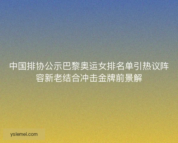 中国排协公示巴黎奥运女排名单引热议阵容新老结合冲击金牌前景解